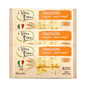 全麦咸味苏打饼干无蔗糖发酵小梳打早餐孕妇零食 3袋全麦苏打饼干200g