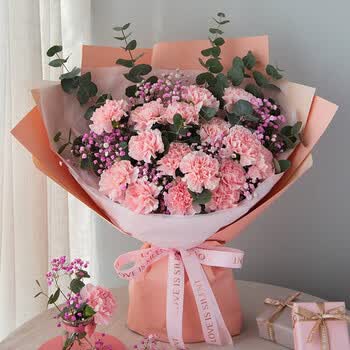 花礼鲜花19朵康乃馨满天星混搭花束生日三八女神节礼物送女士送长辈