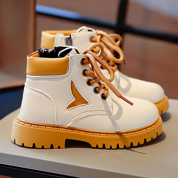 uxgk儿童靴子春秋款2023新款女童马丁靴时尚英伦女孩短靴中大童皮靴潮