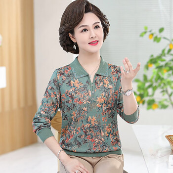 宾他她轻奢品牌胖妈妈秋装上衣洋气中年女装加大码毛衣中老年春秋绣花