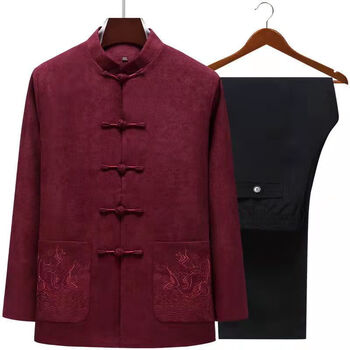 唐装老年人套装长袖爷爷中国风秋冬男秋冬季中国风男装汉服中老年唐装