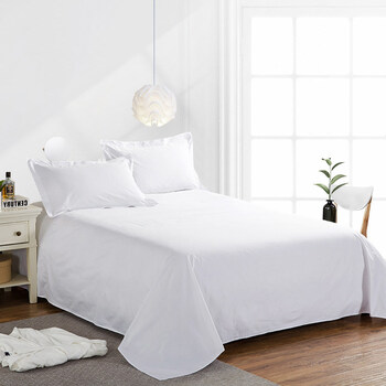 宾馆酒店专用60s提花床上用品单人双人贡缎提花纯白全棉床单白色 60支