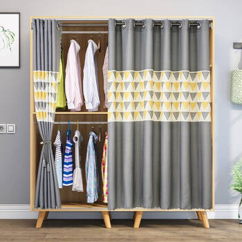 开放式衣帽间遮挡拉帘北欧卧室衣柜门帘子防尘免打孔橱柜鞋柜布帘三角