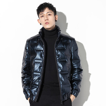 yhyiyuan品牌男装冬季新品立领保暖羽绒服男短款时尚百搭休闲外套蓝色