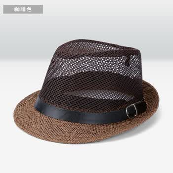 pgku帽子男士礼帽草帽夏季爵士帽遮阳透气凉帽网帽西部牛仔帽巴拿马帽