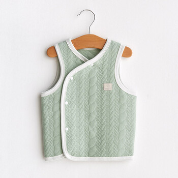 婴儿纯棉马甲秋冬外穿保暖儿童马夹护肚小背心宝宝春秋男女童坎肩豆绿