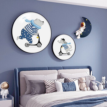 卫亮儿童房背景墙面装饰画女孩女儿公主房间壁画感卧室画床头挂画 a1