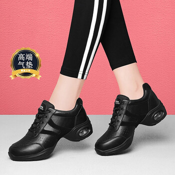 爱步铭软底舞蹈鞋女2022春秋季广场舞鞋女中跟现代舞鞋女水兵爵士舞鞋