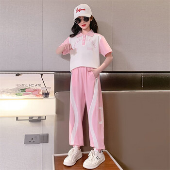 吴小熊大童女装运动套装2023新款女童夏装短袖长裤713岁女孩衣服两件