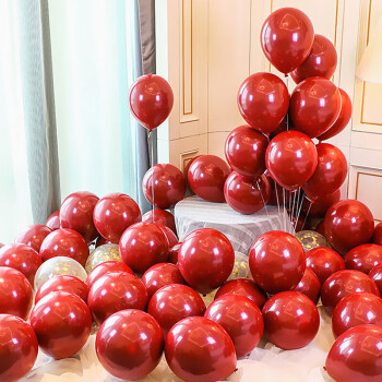 演绎宝石红气球装饰儿童生日场景布置结婚开业100个彩色加厚汽球