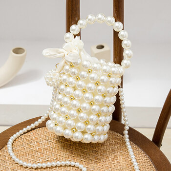 水晶串珠diy材料包手提自制礼物 白珍珠zhu011(材料包)送工具 教程