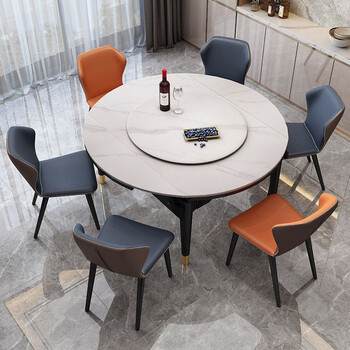 岩板餐桌椅组合 意式轻奢可伸缩折叠餐桌现代简约家用餐厅 餐桌【颜色