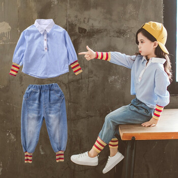 童装春款女2019春款套装女童装5岁宝宝装7小童9中大童12学生衬衫长裤