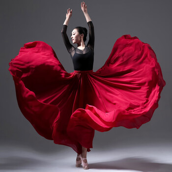 酒红色 雪纺双层面料不含上衣 360度裙摆【裙长85】 松紧腰均码