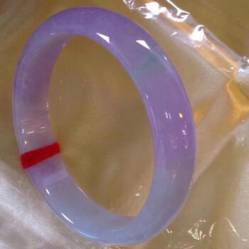 紫罗兰翡翠手镯缅甸翡翠正圈女款玉器镯子刻字1 53-54mm【图片 价格