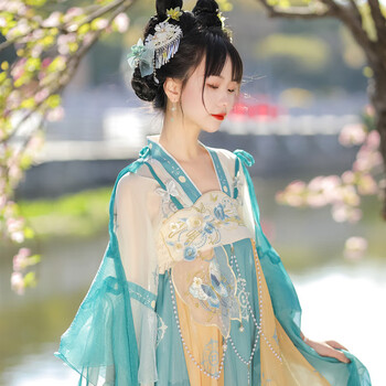 mbjo汉服成人女【醉蝶花间】齐胸襦裙唐制超仙气古风中国风 绿色上杉