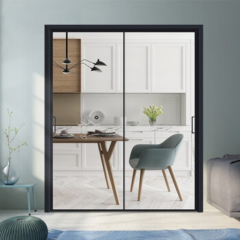 度舰 极窄厨房推拉门铝合金三联动阳台隔断卫生间长虹玻璃吊轨移门 1.