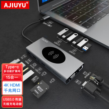 AJIUYU USB-CչƻʼǱType-cתMacBookProHDMIͶӰ 15һǧ+߳+HDMI+USB ƻMacBook12ӢAppleƻʼǱ