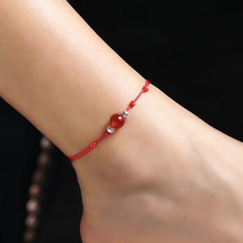 【精选好礼】本命年手工编织红绳脚链女转运简约玛瑙铃铛脚串男女学生