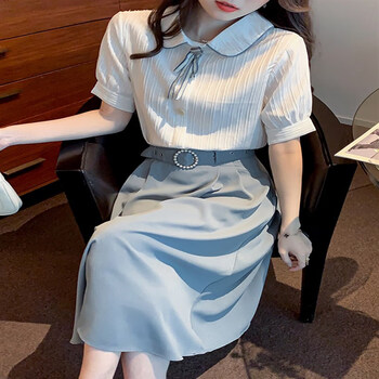 舒凯乐时尚女装套装时髦洋气款减龄夏天衬衫半身裙两件套女职业春夏季