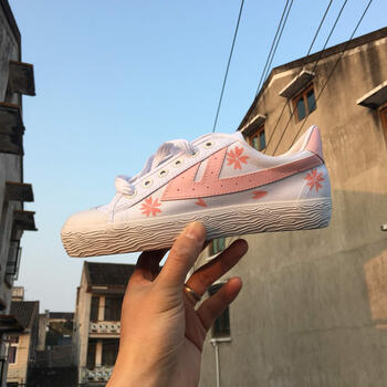 【樱花系】回天之力回力联名off定制white限量款ow手绘鞋diy 粉标樱花