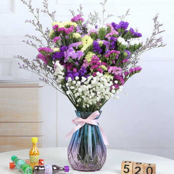 带花瓶勿忘我干花花束天然真花雏菊满天星小清新家居客厅摆设装饰6863 6色勿忘我 草 白满 带m款花瓶 干花包 图片价格品牌报价 京东