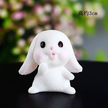 微景观树脂小兔子小摆件迷你动物盆景多肉装饰可爱桌面摆件招手兔小