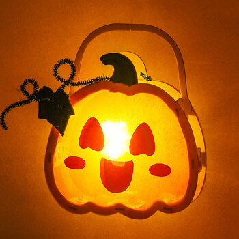 艺趣万圣节儿童手工diy南瓜手提灯笼卡通可爱女巫灯带灯装扮挂饰 万圣