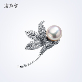 南珠宫淡水珍珠胸针白色扁圆h063d910mm