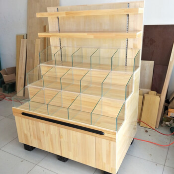 零食货柜实木展示柜定做实木超市干果货架展示架五谷杂粮展柜果台阶