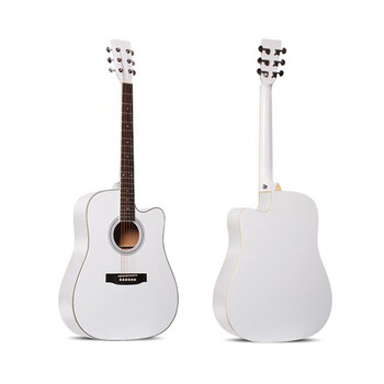 41寸白色民谣吉他初学者吉他乐器女40寸电箱木吉它jita抖音 40寸白色