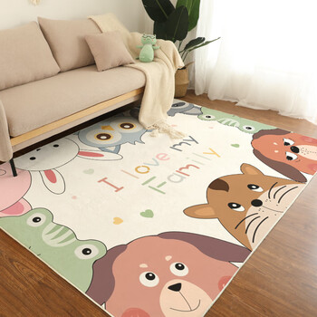 可爱儿童房床边毯客厅大面积可机洗卡通防摔毯子地毯可爱动物120200cm