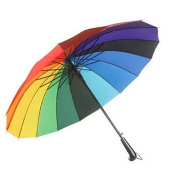 可狄 可定制 彩虹伞24骨自动超大彩色雨伞免持户外晴雨两用伞直杆直柄