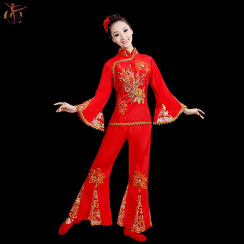 勒多漫因新款喜庆秧歌舞蹈服装演出服女中老年古典舞腰鼓队套装广场舞