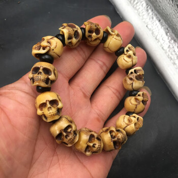 森洲古玩古董收藏老鹿角骷髅头手串尸陀林主吊坠星月金刚多宝配珠1516