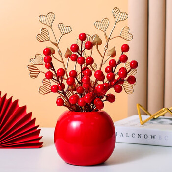 客厅工艺品摆设家居装饰品发财果新年系列红色两盆装颜色备注默认随机