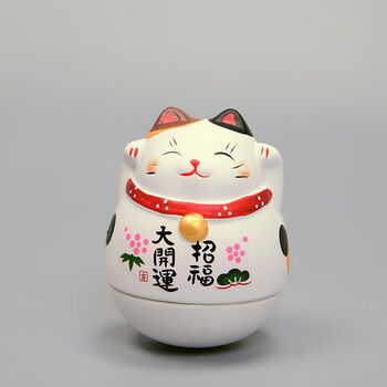 翁招财猫摆件房间办公室桌面解压生日礼物装饰玩具花耳猫开运招财猫盒