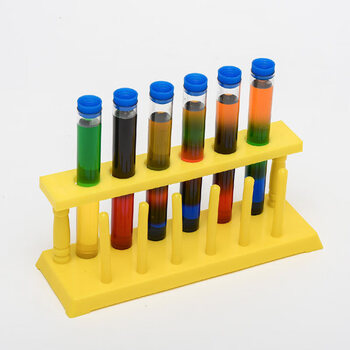 盒子教具大吸管幼儿园塑料胶头滴管色素画 大号黄色试管架 6根试管