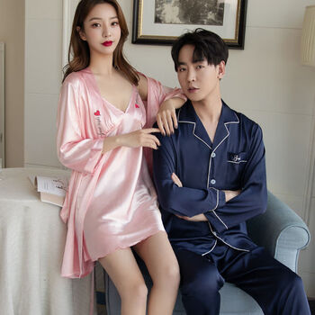 卡维妲新品情趣睡衣 透视装夫妻房事2套价 情侣睡衣春夏冰丝大码女