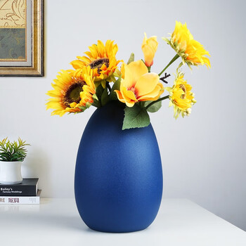 辰创 简约现代陶瓷磨砂花瓶客厅摆件北欧ins干花插花器装饰工艺品 高