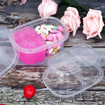 pp盒港式史莱姆水晶泥的盒子透明做泥的圆形超轻粘土密封盒280双格