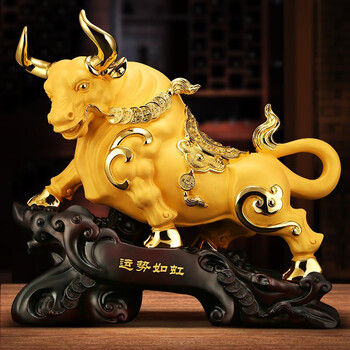 吉善缘2021运势如虹金牛摆件 12生肖招财牛工艺品家居客厅酒柜办公室