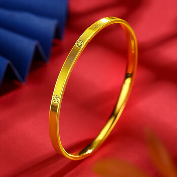 匠记(jiang ji)黄金手镯女足金999车花手镯年轻时尚结婚手镯情人节