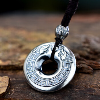 老凤凰s平安扣足银吊坠银项链男女心经情侣款车挂腰挂实心钥匙扣实心