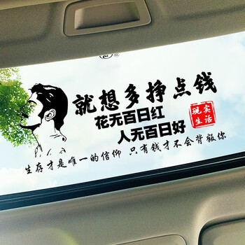 润华年汽车贴纸就想好好赚钱花无百日红人无百日好个性创意文字车门