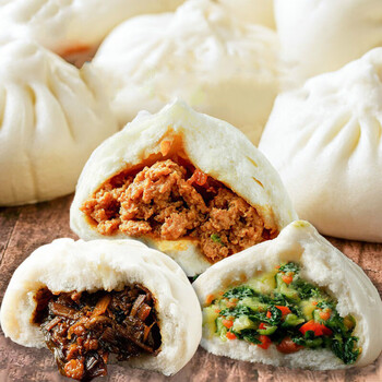 960g 中饮巴比馒头香菇青菜包速冻营养微波早餐半成品商家用大包子 梅