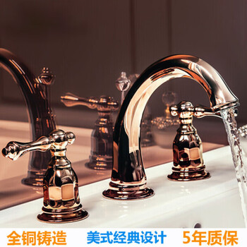 ΤΟΤΟ-japan8寸三孔分体面盆洗脸盆龙头台盆冷热水龙头 玫瑰金