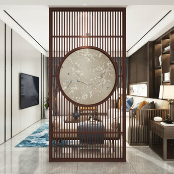 屏风隔断定做新中式屏风实木隔断装饰镂空玄关入户客厅办公室酒店座屏
