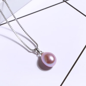 甘夏淡水珍珠吊坠项链水滴形925银项链锁骨链日韩版时尚单颗米紫色含