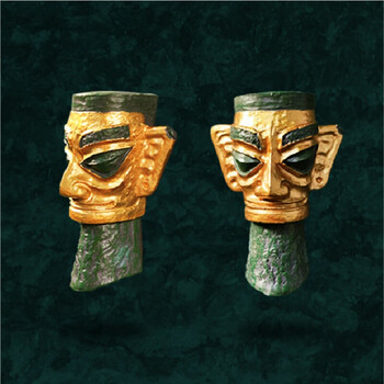 的古蜀文明树脂冰箱贴三星堆收藏3立体精致礼物 金面罩人头像(平顶)